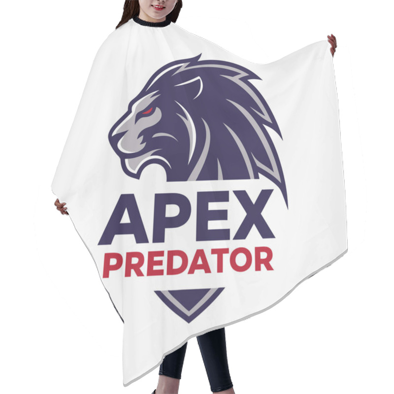 Personality  Apex Predator Logo Design Fierce Lion Emblem With Bold Typography Hair Cutting Cape