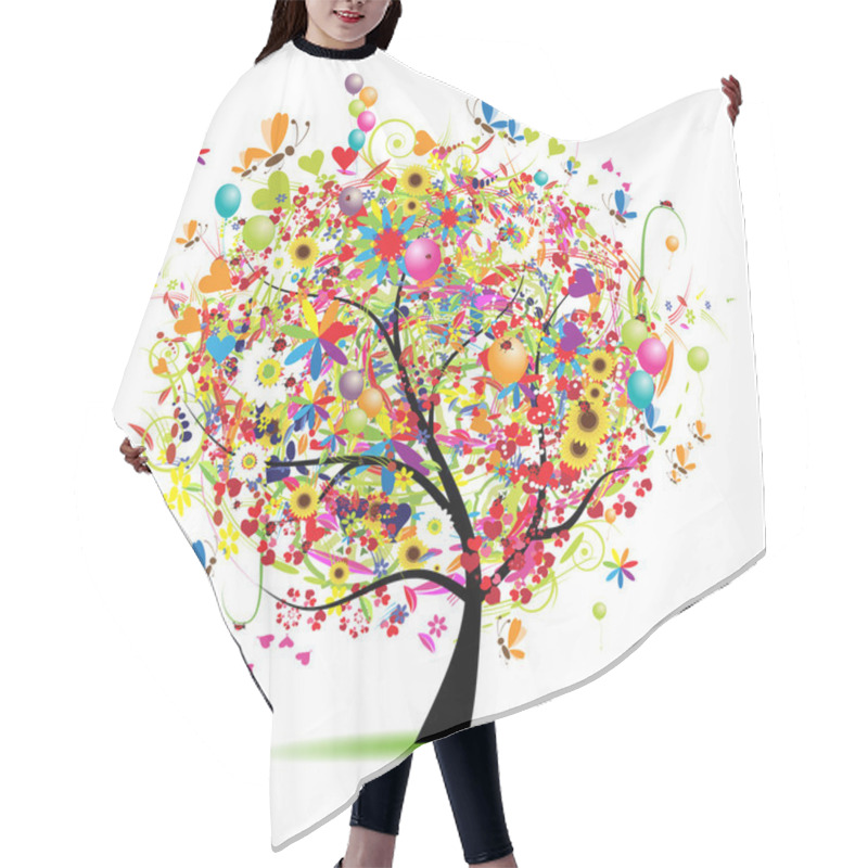 Personality  Happy Holiday, Funny Tree With Ballons Hair Cutting Cape