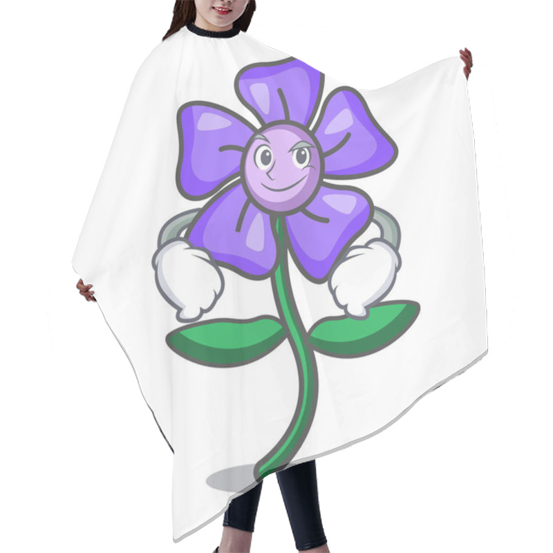 Personality  Smirking Periwinkle Flower Character Cartoon Vector Illustration Hair Cutting Cape