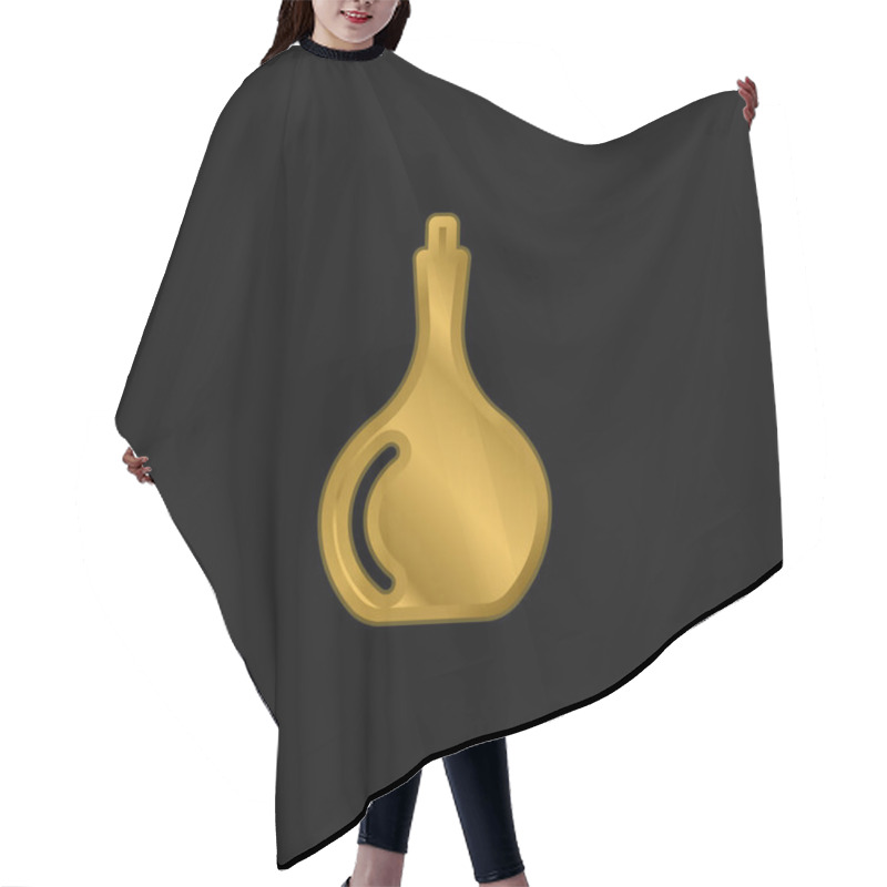 Personality  Big Bottle Gold Plated Metalic Icon Or Logo Vector Hair Cutting Cape