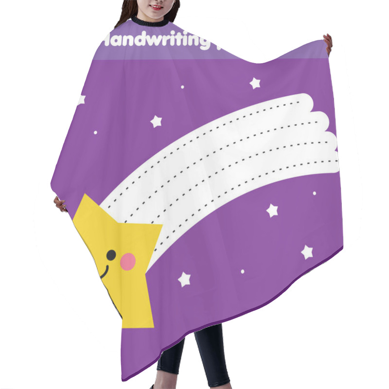 Personality  Tracing Lines For Toddlers. Handwriting Practice Sheet. Educational Children Game, Printable Worksheet For Kids With Cute Falling Star Hair Cutting Cape