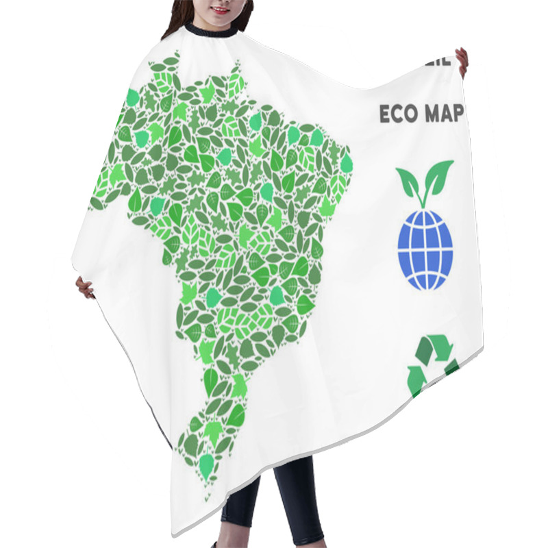 Personality  Vector Eco Green Collage Brazil Map Hair Cutting Cape