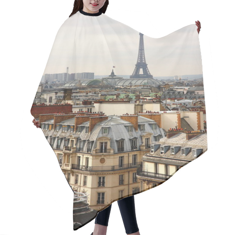 Personality  Eiffel Tower Over The Roofs Hair Cutting Cape