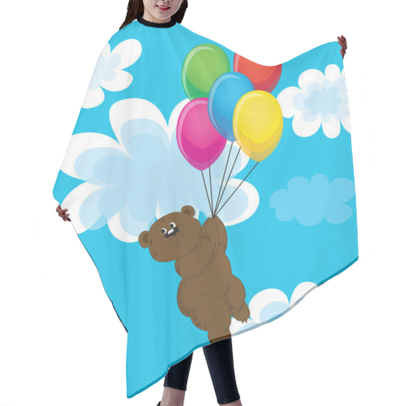 Personality  Bear On Balls In Clouds. Hair Cutting Cape