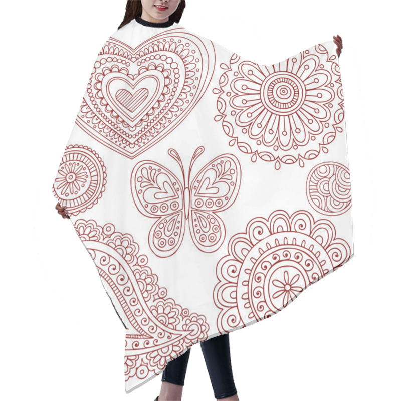 Personality  Henna Mehndi Paisley Doodle Vector Design Elements Hair Cutting Cape