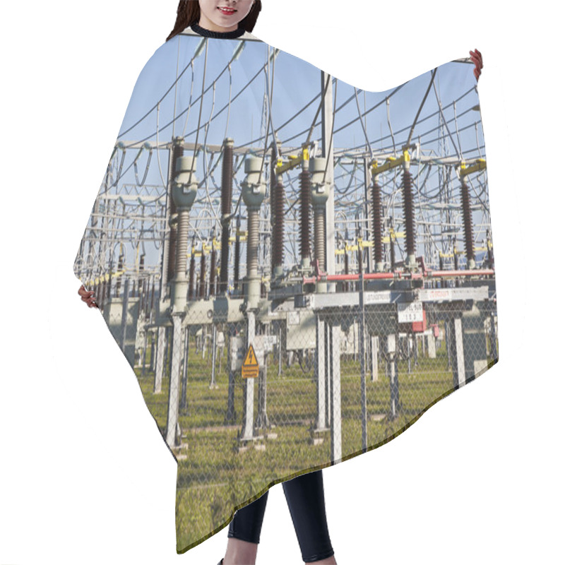 Personality  Electrical Power Plant In Farmland Area Hair Cutting Cape