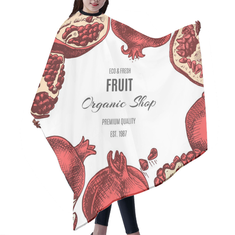 Personality  Hand Drawing Sketch Illustration Of Red Pomegranates Hair Cutting Cape