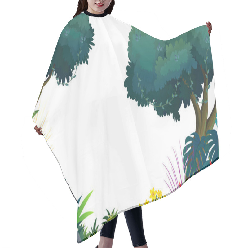 Personality  Illustration Of Tropical Forest With White Background Hair Cutting Cape