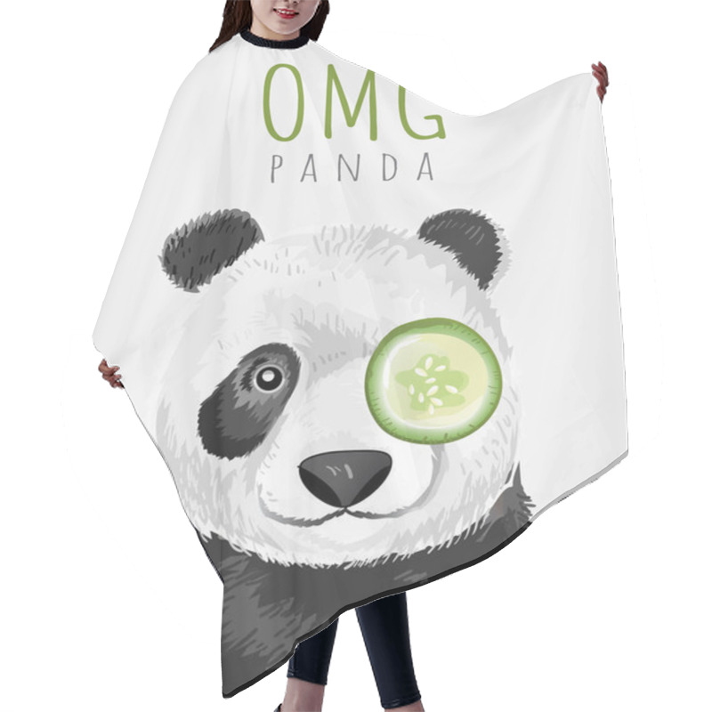 Personality  Typography Slogan And Hand Drawn Panda With Cucumber  For Printing, T Shirt.vector Illustration  Hair Cutting Cape