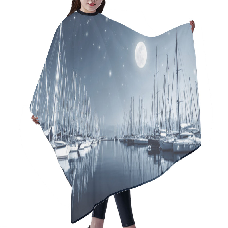 Personality  Yacht Harbor At Night Hair Cutting Cape