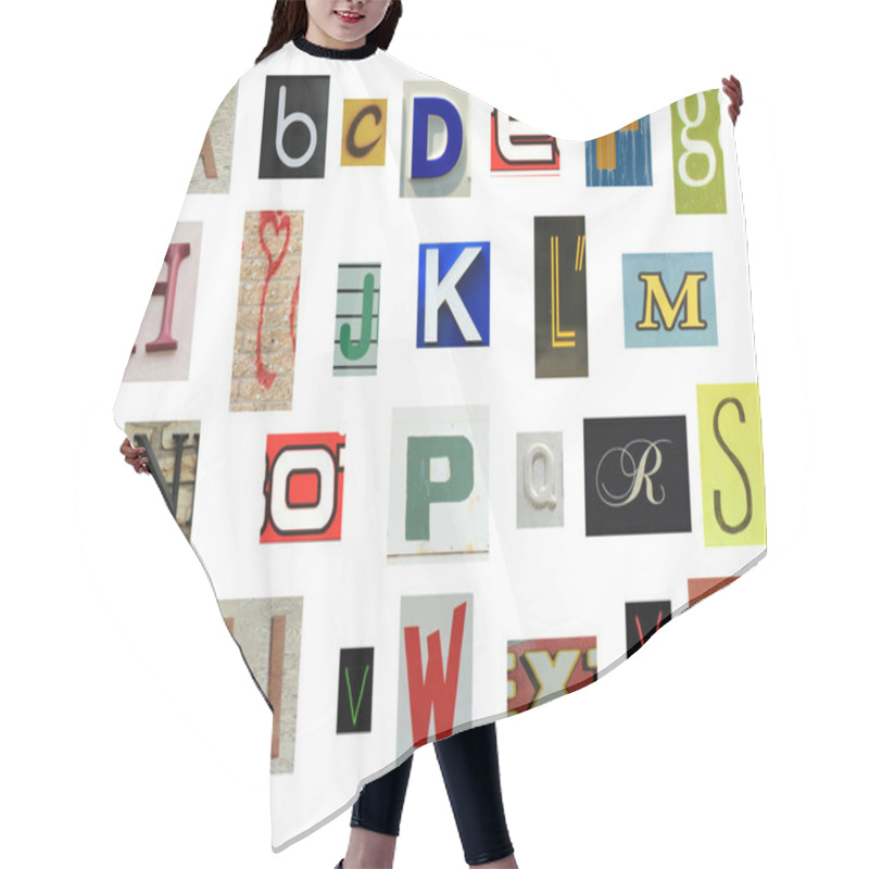 Personality  Newspaper Alphabet Hair Cutting Cape