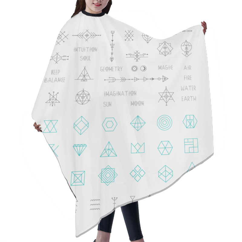 Personality  Set Of Trendy Geometric Icons Hair Cutting Cape