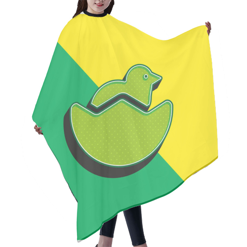 Personality  Baby Chicken And Half Egg Shell Green And Yellow Modern 3d Vector Icon Logo Hair Cutting Cape