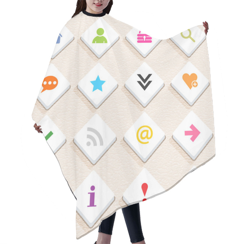 Personality  16 Basic Sign Icon Set Hair Cutting Cape