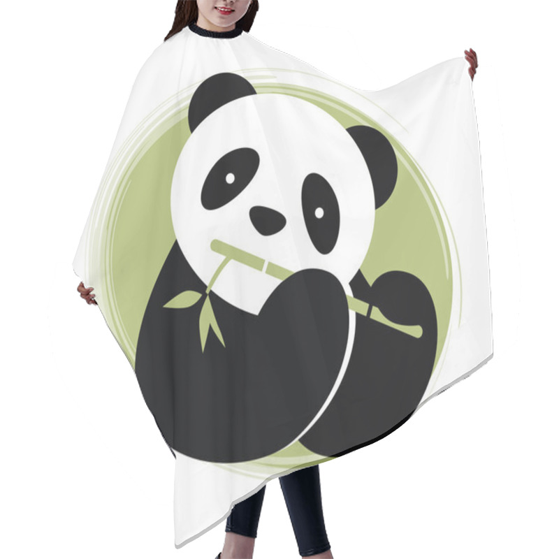 Personality  Panda Bear With Bamboo. Vector Illustration. Hair Cutting Cape