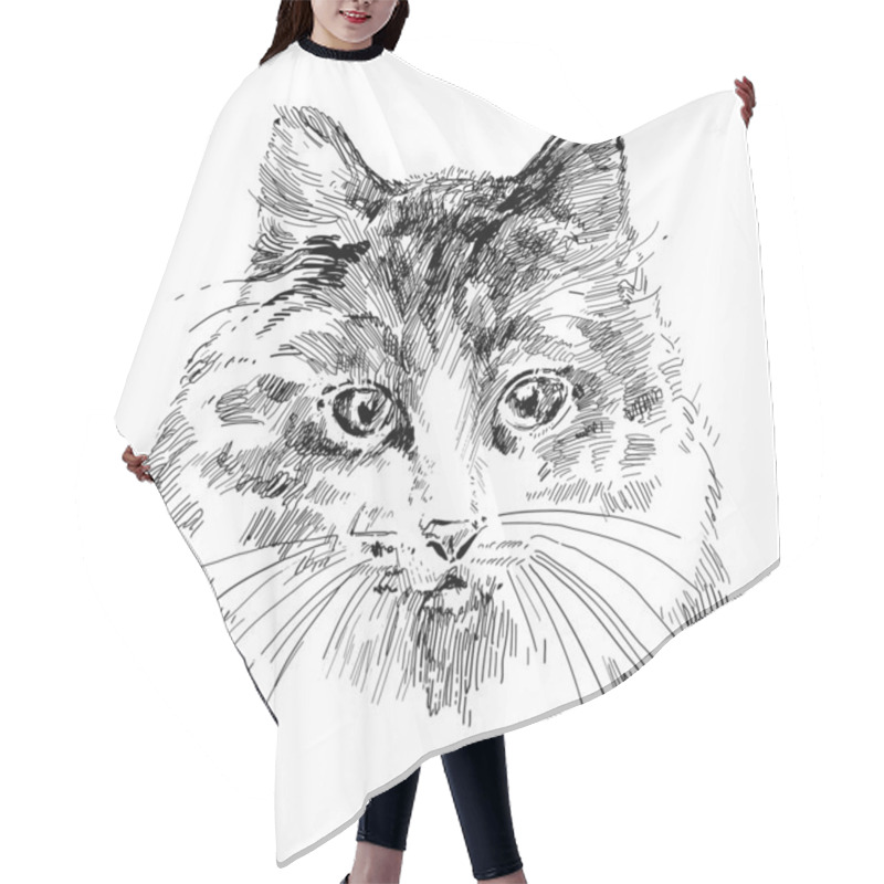 Personality  Cat Sketch Hair Cutting Cape