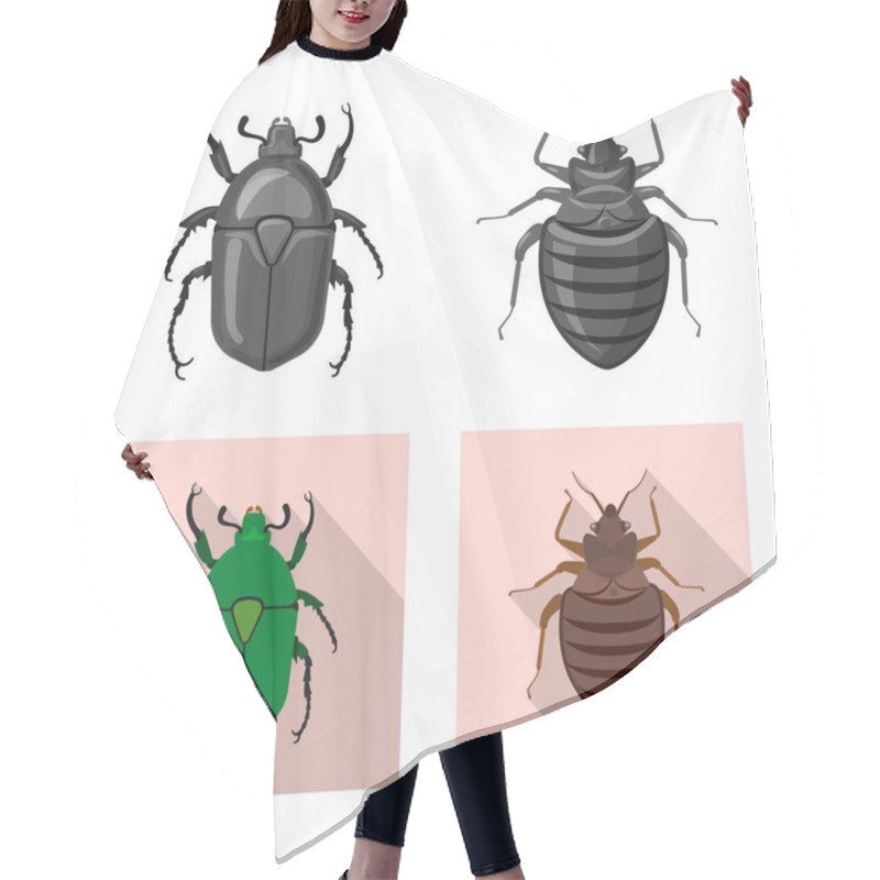 Personality  Vector Design Of Insect And Fly Sign. Set Of Insect And Element Vector Icon For Stock. Hair Cutting Cape