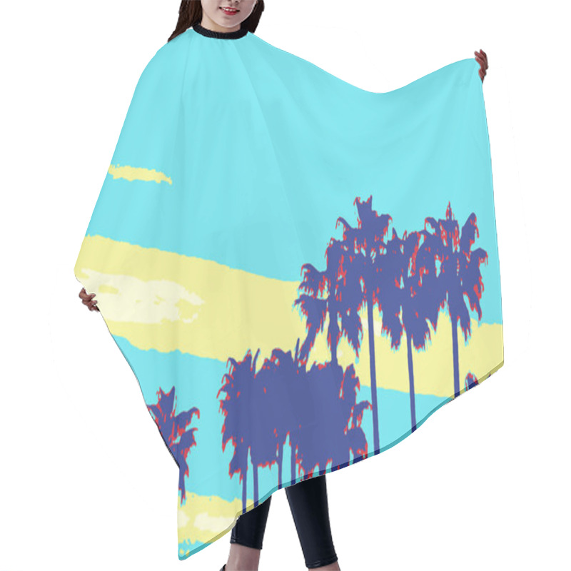 Personality  Palm Tree Silhouettes In Pop Art Poster Style Hair Cutting Cape