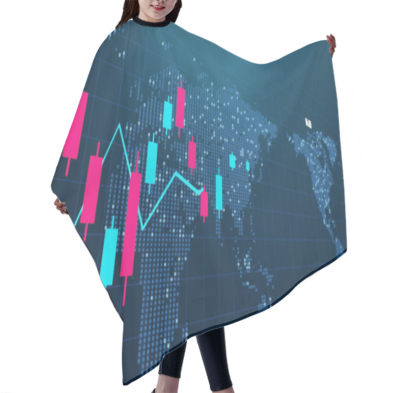 Personality  3D Stock Market Graphics. Cryptocurrency Chart. High-tech Style Chart. Financial Technology Concept. Electronic Money. Hair Cutting Cape