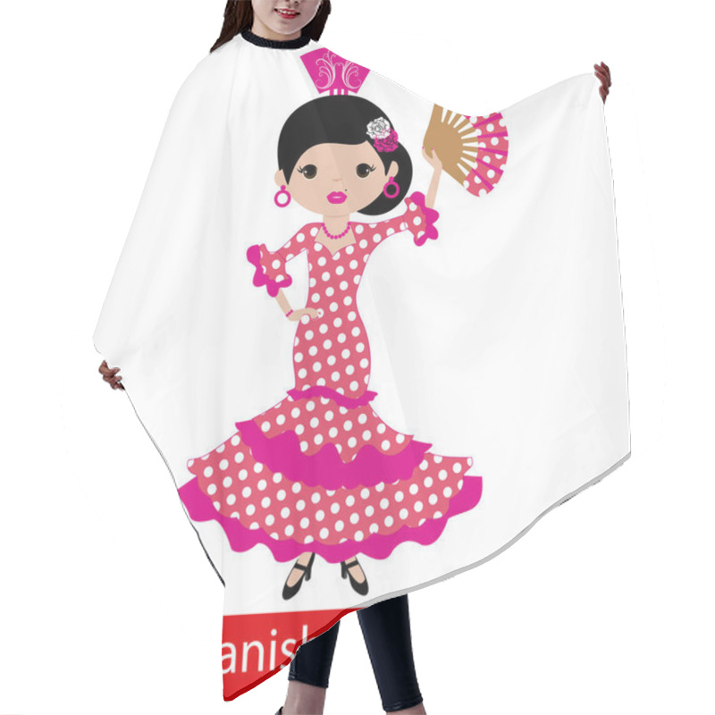 Personality  Girl In Pink Flamenco Dress Hair Cutting Cape