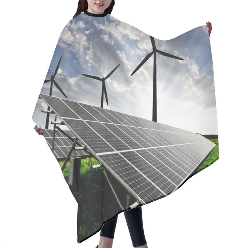 Personality  Solar Panels And Wind Turbine Hair Cutting Cape