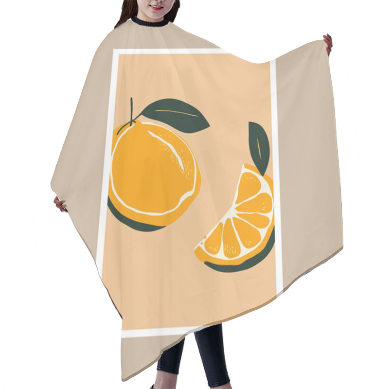 Personality  Citrus Poster. Vector Illustration With Orange. Citrus Fruit. Art Print Poster Design Hair Cutting Cape