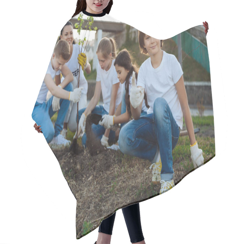 Personality  Children Helping  Teacher Planting Tree  Hair Cutting Cape