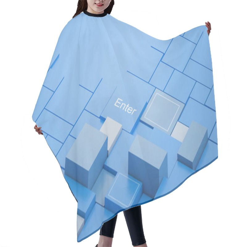 Personality  Creative Idea Technology And Random Square Shapes Geometric Modern With Business Concept On Blue Monotone Background - 3d Rendering Hair Cutting Cape