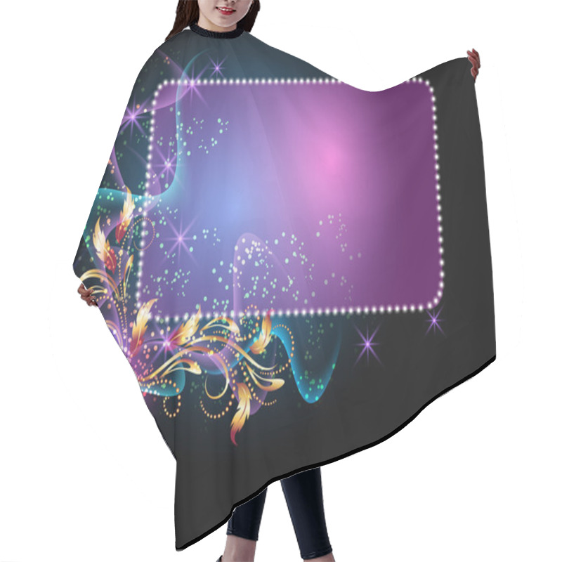 Personality  Glowing Background With Smoke, Stars And Golden Ornament Hair Cutting Cape