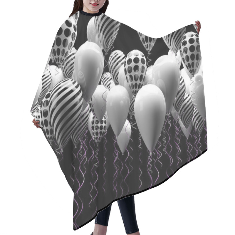 Personality  Black And White Ballons Hair Cutting Cape