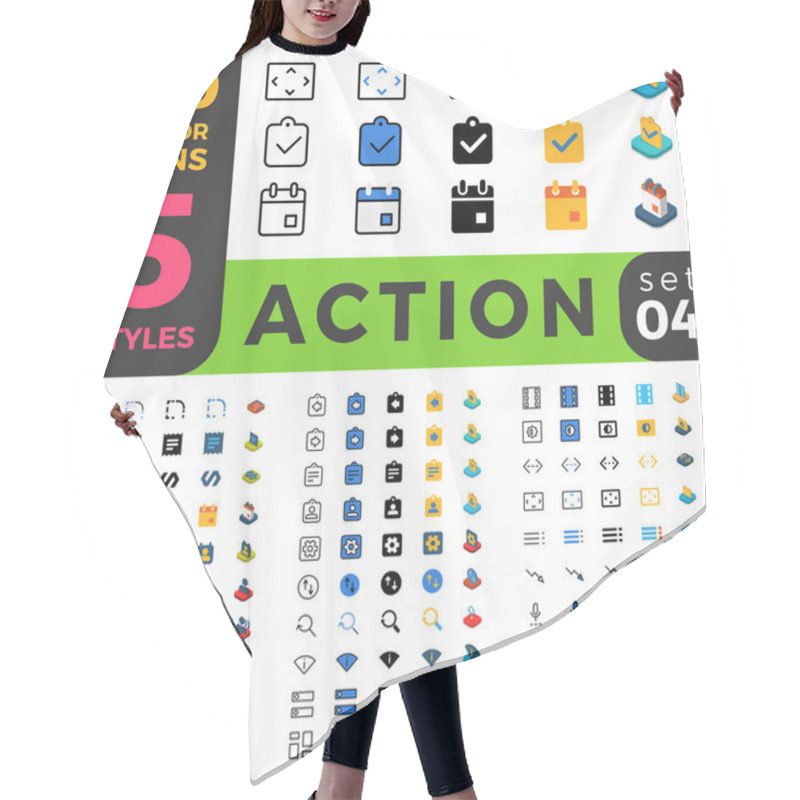 Personality  150 Action Settings Ui Icon Set.  Hair Cutting Cape