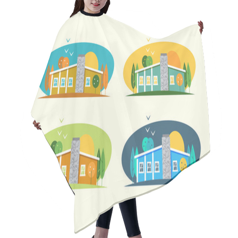 Personality  Set Of Charming And Cheerful Graphic Cities Hair Cutting Cape