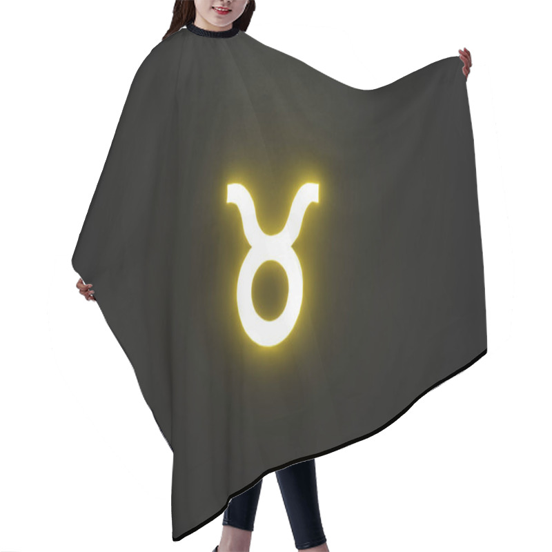 Personality  Yellow Illuminated Taurus Zodiac Sign Isolated On Black Hair Cutting Cape