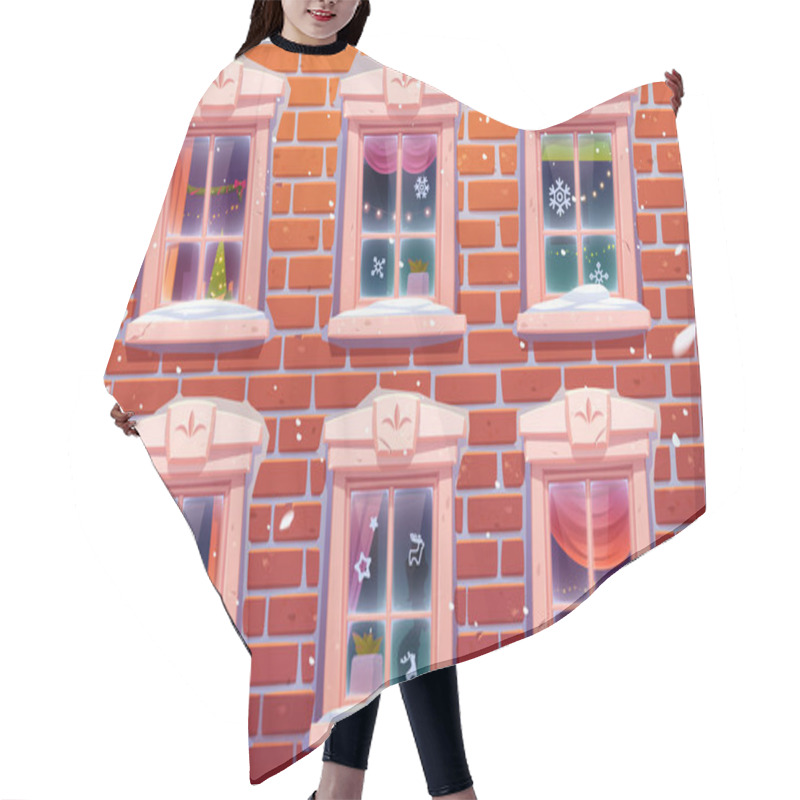 Personality  Windows With Christmas And New Year Decoration Hair Cutting Cape