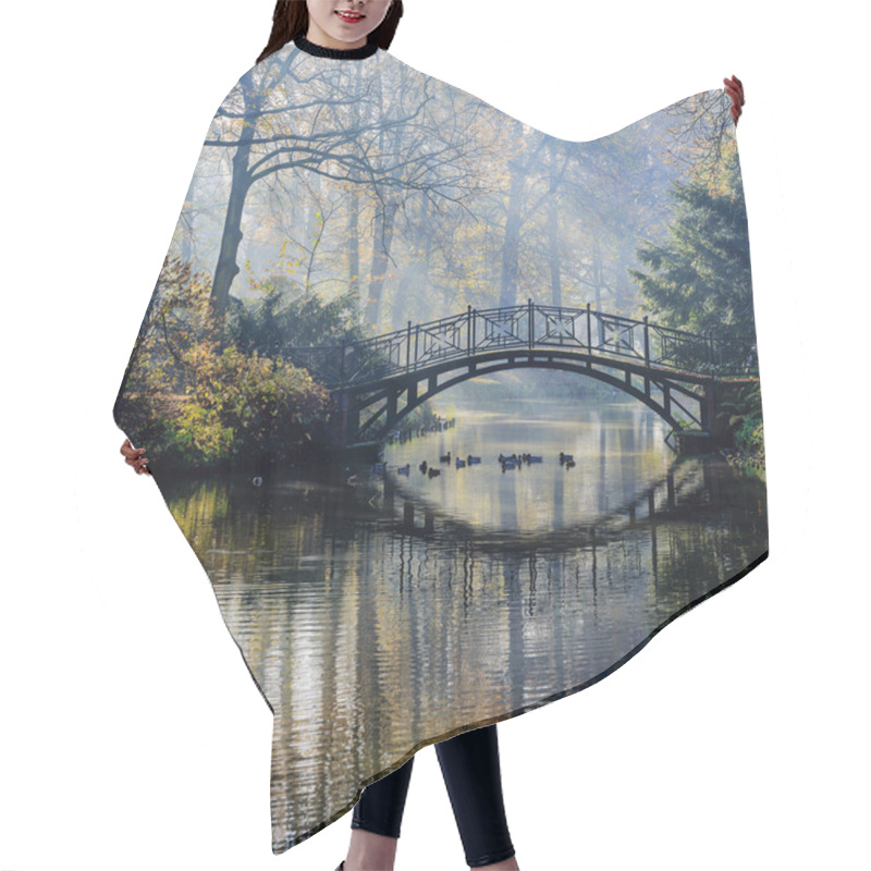 Personality  Autumn - Old Bridge In Autumn Misty Park Hair Cutting Cape