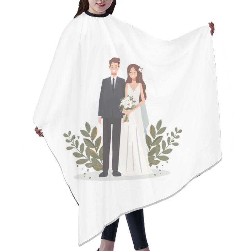 Personality  Serene Wedding Illustration Of Bride And Groom. Vector Illustration Design. Hair Cutting Cape