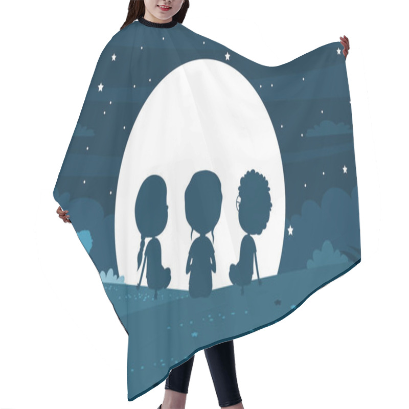 Personality  Child Silhouette At Moony Night Hair Cutting Cape