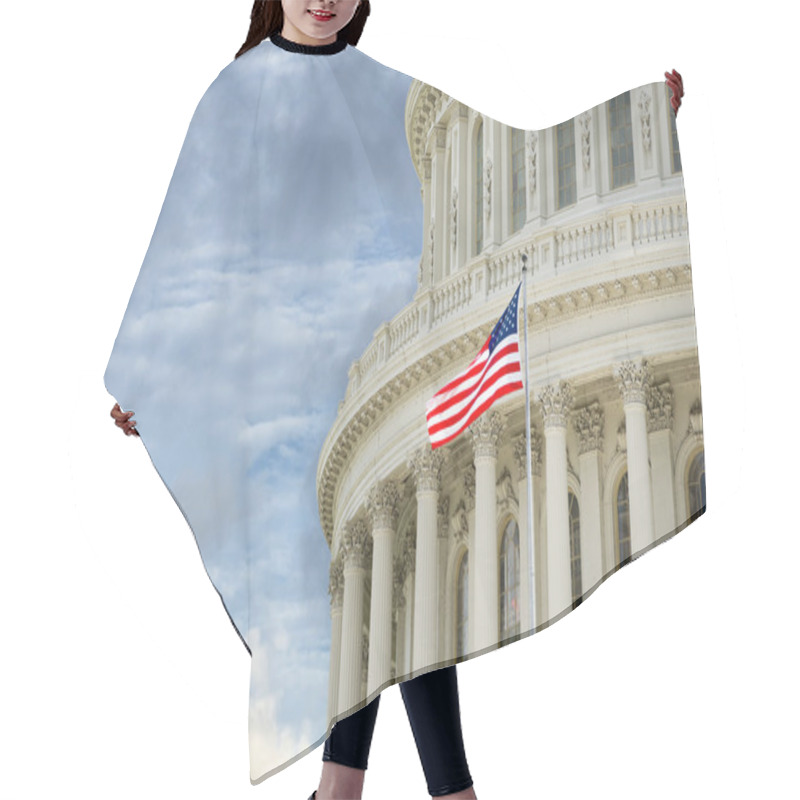 Personality  Washington DC Capitol Detail With American Flag Hair Cutting Cape