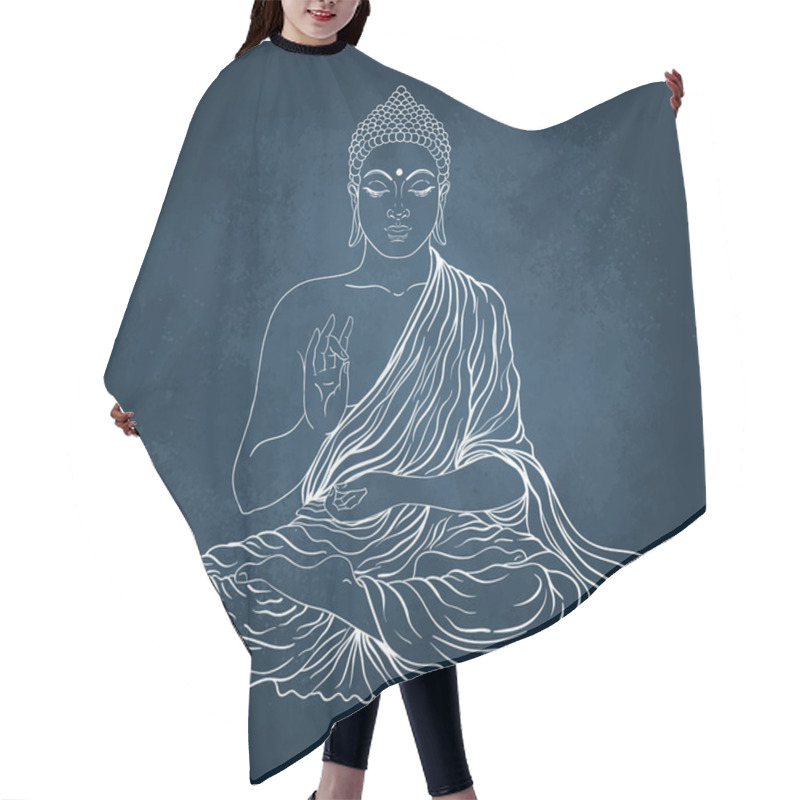 Personality  Sitting Buddha Over The Blackboard Background Hair Cutting Cape