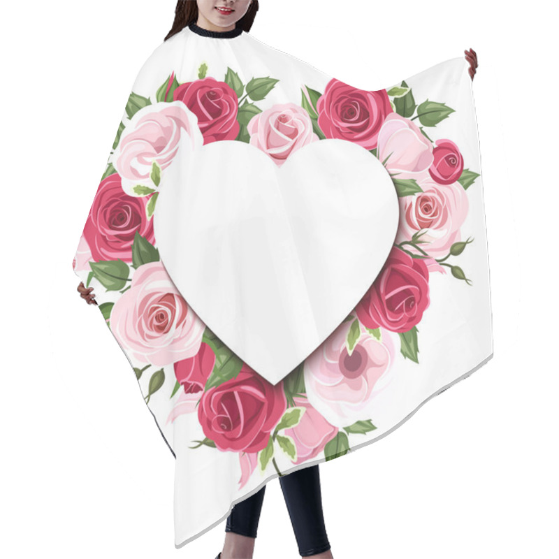 Personality  Background With Roses And Lisianthus Flowers. Vector Eps-10. Hair Cutting Cape