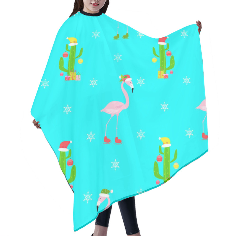 Personality  Flamingo Christmas Seamless Pattern Hair Cutting Cape