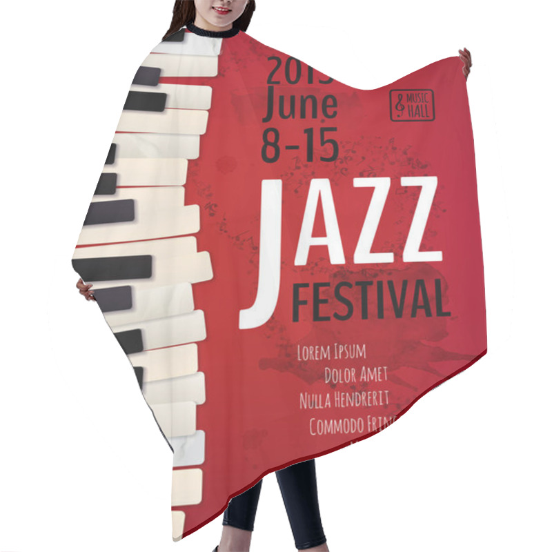 Personality  Jazz Music Festival, Poster Background Template. Keyboard With Music Notes. Flyer Vector Design.  Hair Cutting Cape