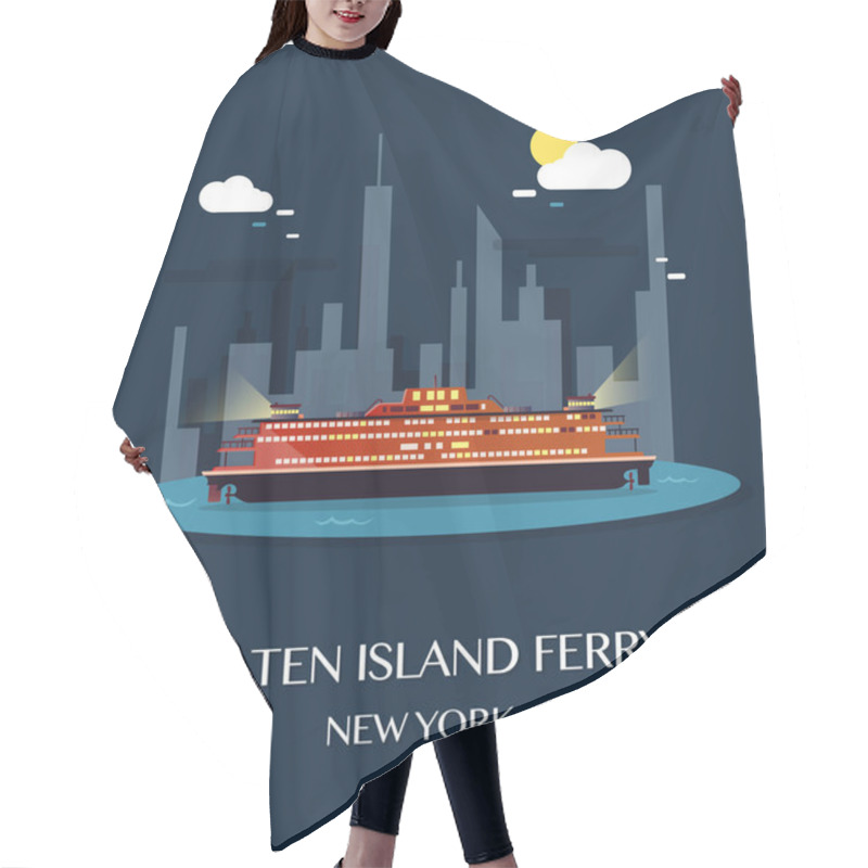 Personality  Staten Island Ferry.Vector Illustration. Hair Cutting Cape