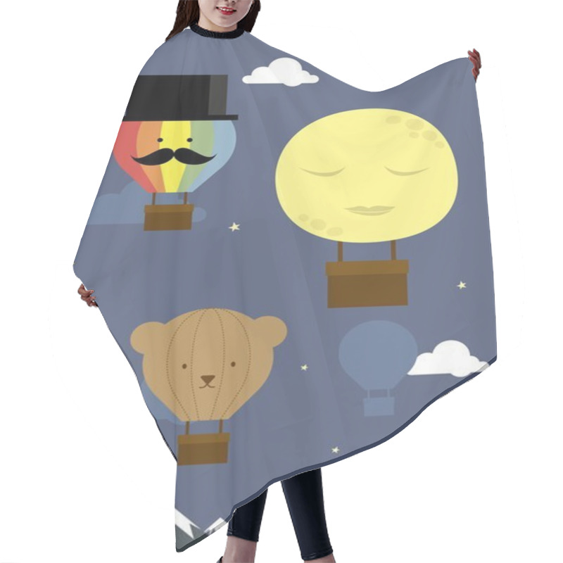 Personality  Hot Air Balloon At Night Hair Cutting Cape