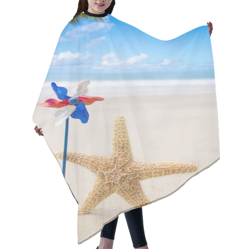 Personality  Patriotic USA Background With Starfishes Hair Cutting Cape