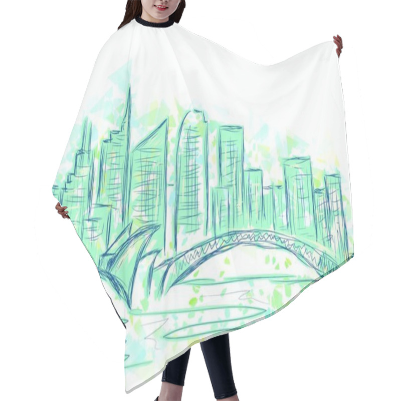 Personality  Sydney. Abstract Town Isolated On A Wite Background Hair Cutting Cape