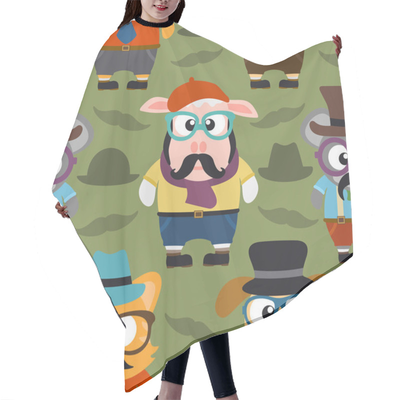 Personality  Funny Hipster Animals Seamless Card Hair Cutting Cape