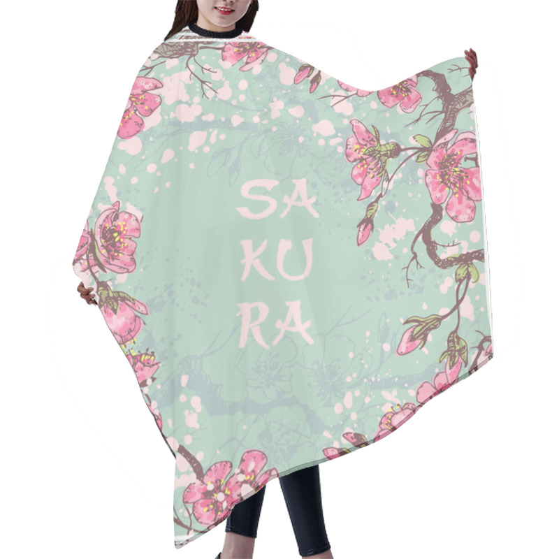 Personality  Spring Sakura Card  Hair Cutting Cape