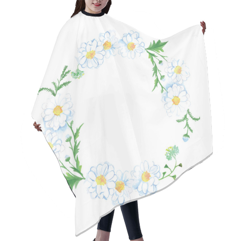 Personality  White Meadow Camomile Vector Design Frame Hair Cutting Cape