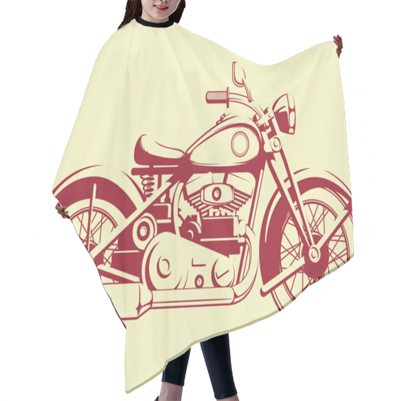 Personality  Silhouette Of Old Motorcycle - Profile View Hair Cutting Cape